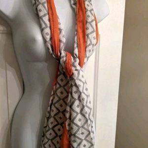 2 Chic grey & orange lightweight scarf